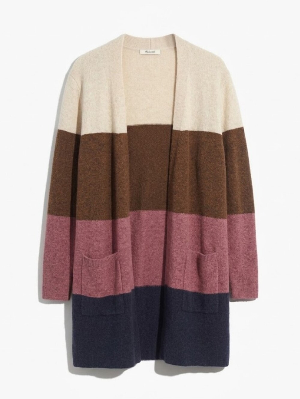 Madewell Wool Alpaca Blend Striped Multicolor Cardigan Sweater Sz XL Open Front